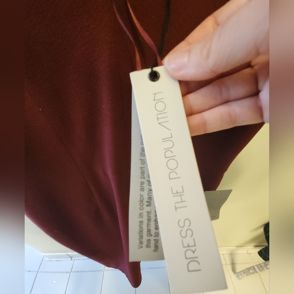 Dress the Population Women's Lyla Plunging Sleeveless Fitted Midi Sheath Dress - Picture 7 of 7